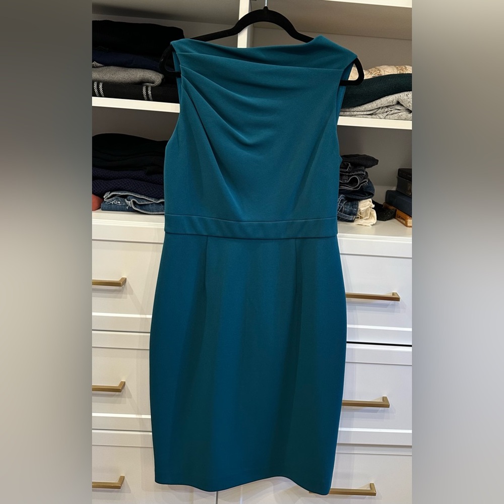 EUC Vince Camuto high neck size 12 teal blue shift